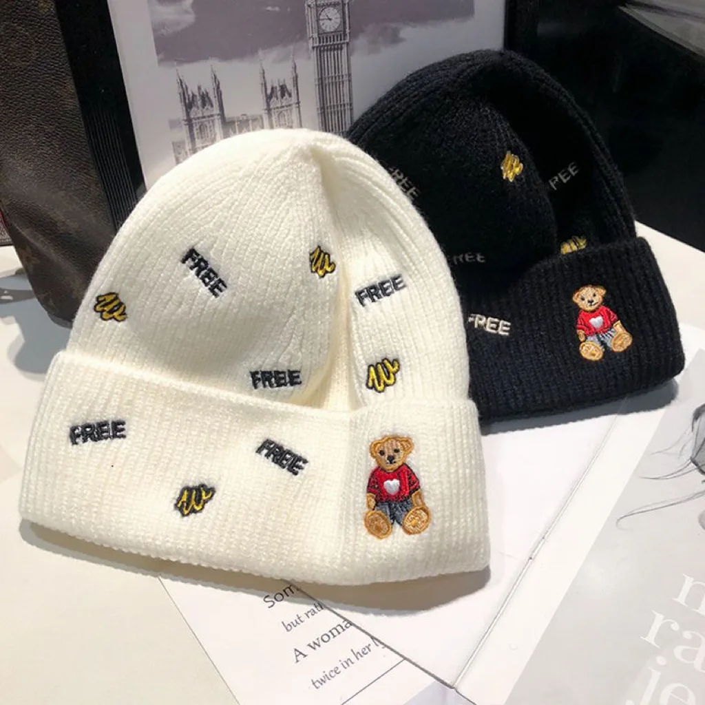 Winter Beanie Hats For Men Women Cartoon Thick Warm Knitted Women Hats Wool Female Male Bonnet Cap Skullies Hats Girl Gorros