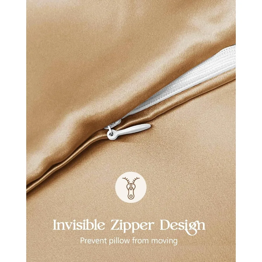 Seiden-Kissenbezug, 2er-Pack, Queen-Size-Größe 20 x 30 für Haare und Hautpflege, glatte, weiche, atmungsaktive, kühlende Kissenbezüge mit verstecktem Reißverschluss