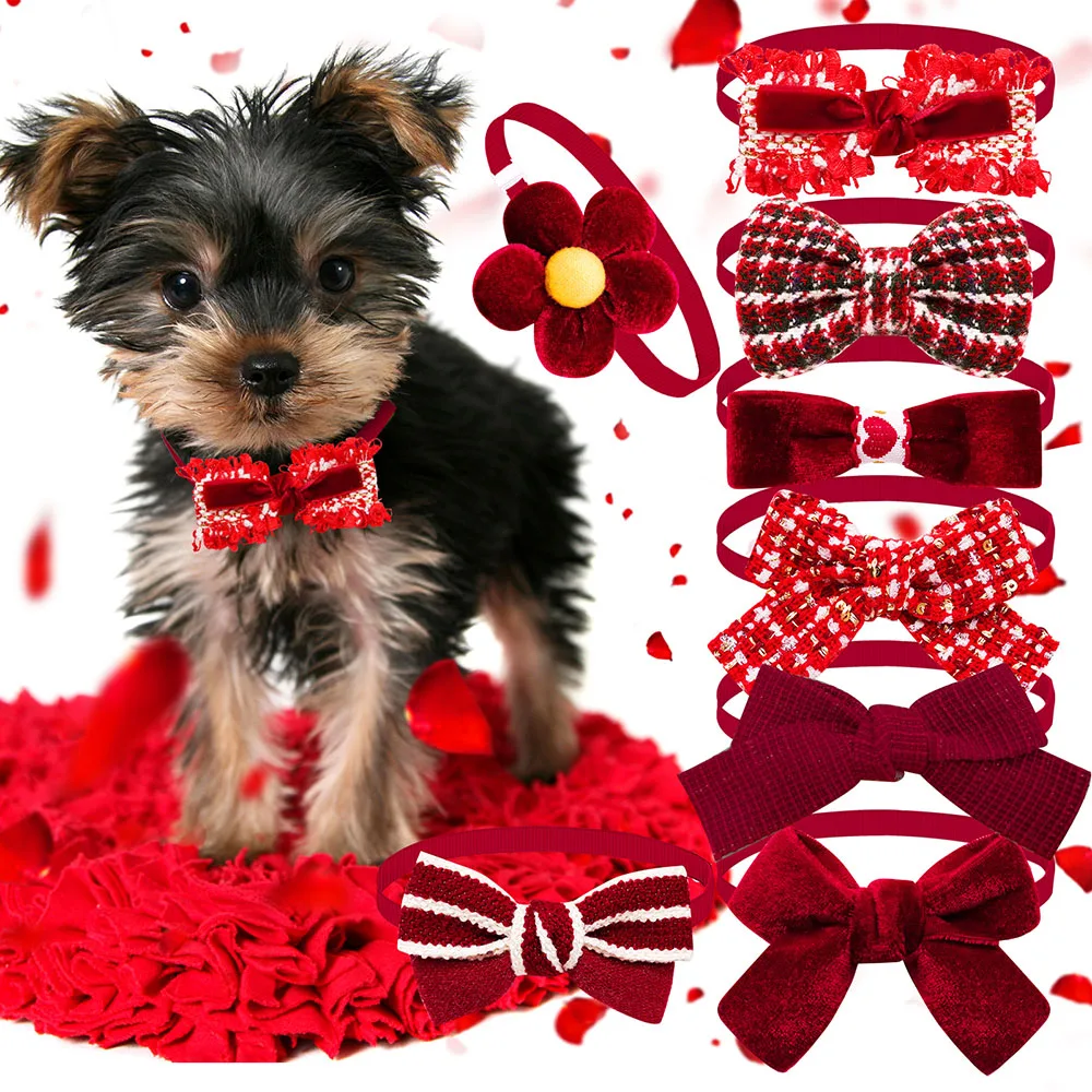 

Valentine's Day Bowties For Dogs 30/50PCS Adjustable Red Dog Bow Ties Cat Bowties Pet Dog Collars Pet Dog Grooming Accessories