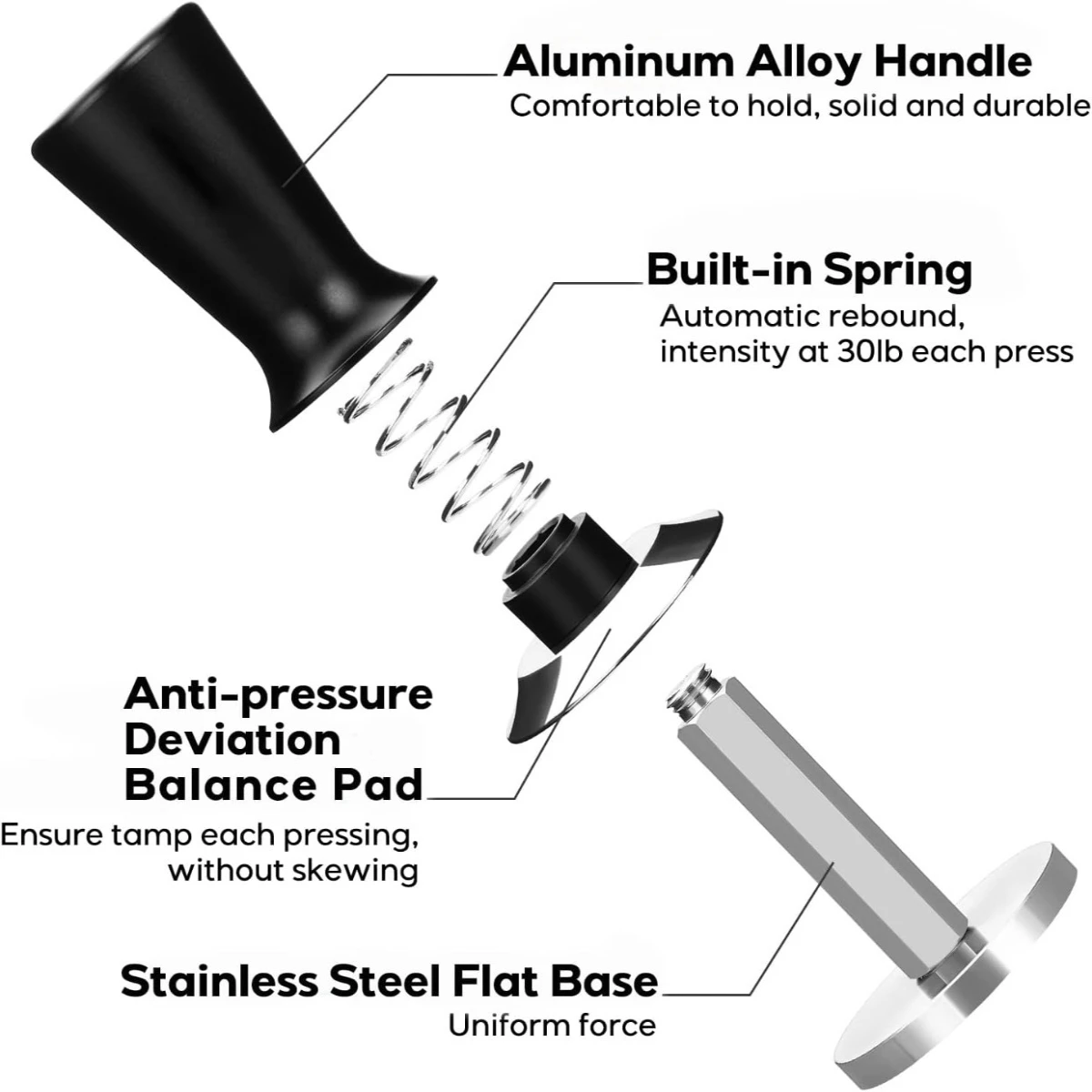 Spring Loaded Espresso Tamper 51mm 53mm 58mm Calibrated Stainless Steel Coffee Tamping Tool Barista Press Even Extraction