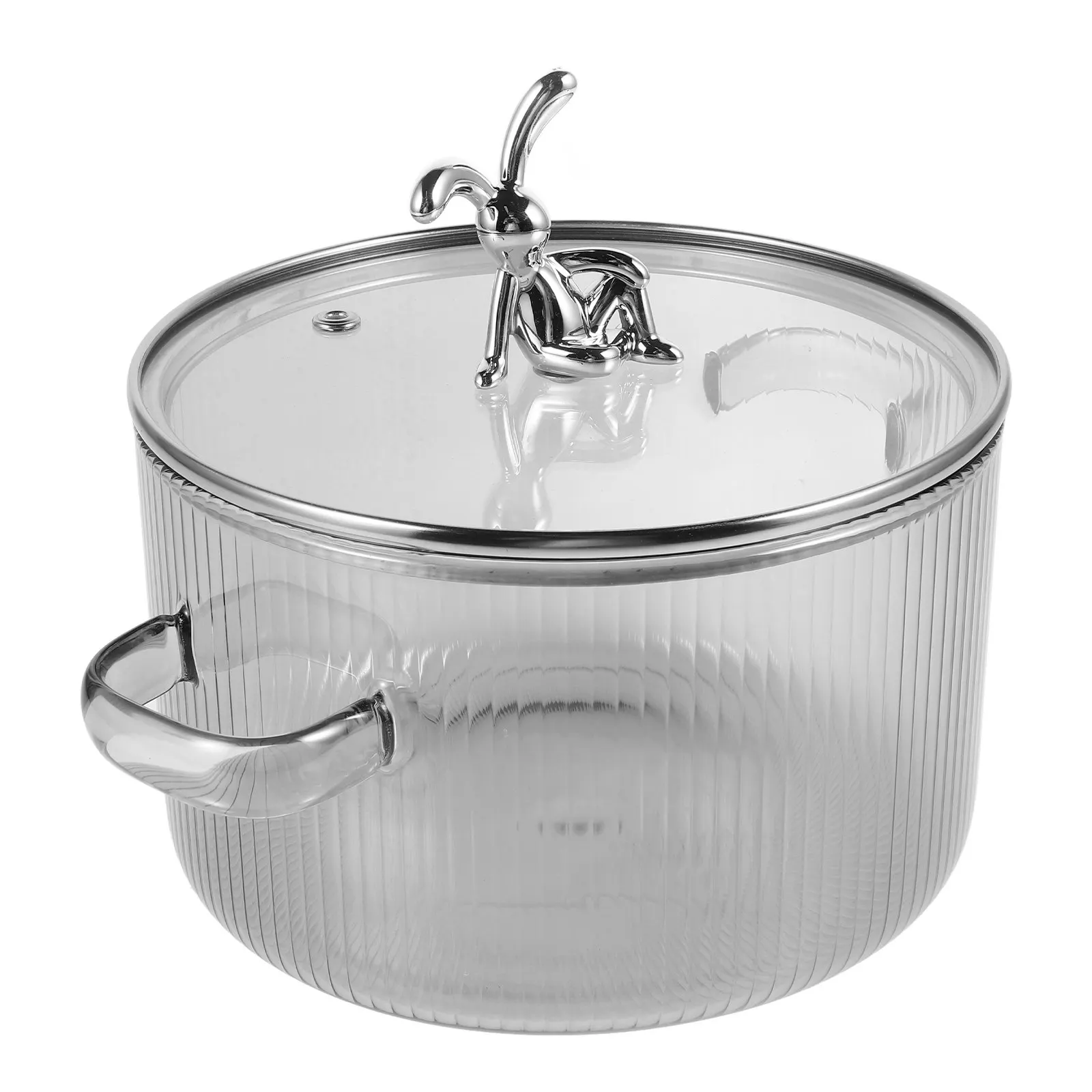 

Rabbit Glass Stewing Pot Transparent Stock Pot for Soups Noodles Clear Glass Cookware Stylish Saucepan Stockpot with Lid