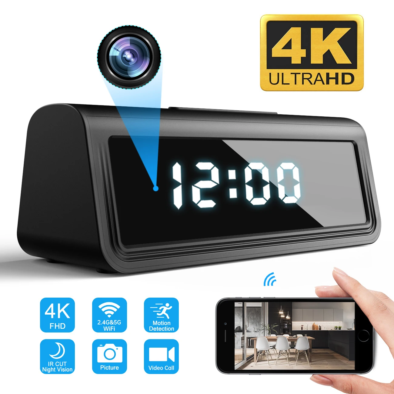 Mini 4K 1080P 2.4G/5G Wifi Camera, DVR watch, video recorder, home security, infrared night vision, motion detection, Micro sec