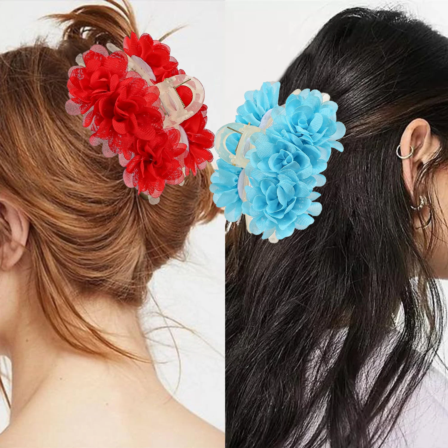 

4 шт., мягкие шифоновые заколки для волос с цветком для девочек, модная милая заколка для женщин, детей, аксессуары для волос