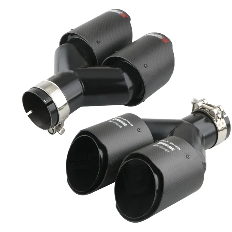 63mm Auto Carbon Faser Schalldämpfer Spitze Y Form Doppel Ausgang Auspuffrohr Schalldämpfer Universal Auspuff end rohr auto geändert accessori