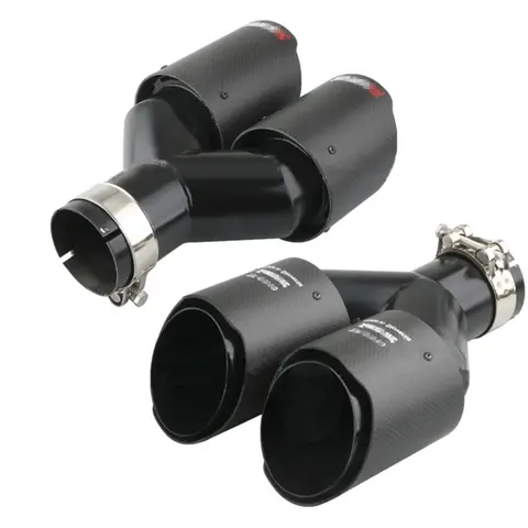 63mm Car Carbon Fiber Muffler Tip Y Shape Double Exit Exhaust Pipe Muffler Universal Exhaust end pipe auto modified accessori 12 best sales f30 exhaust - №10