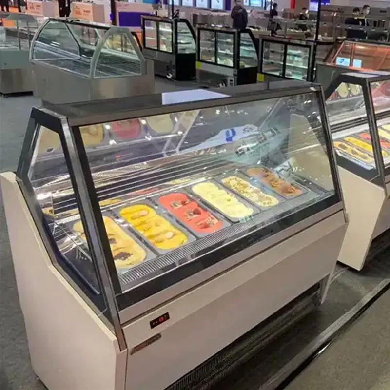 Portable Gelato Ice Cream Dipping Cabinet Ice Cream Display Showcase Display Freezer Trailer