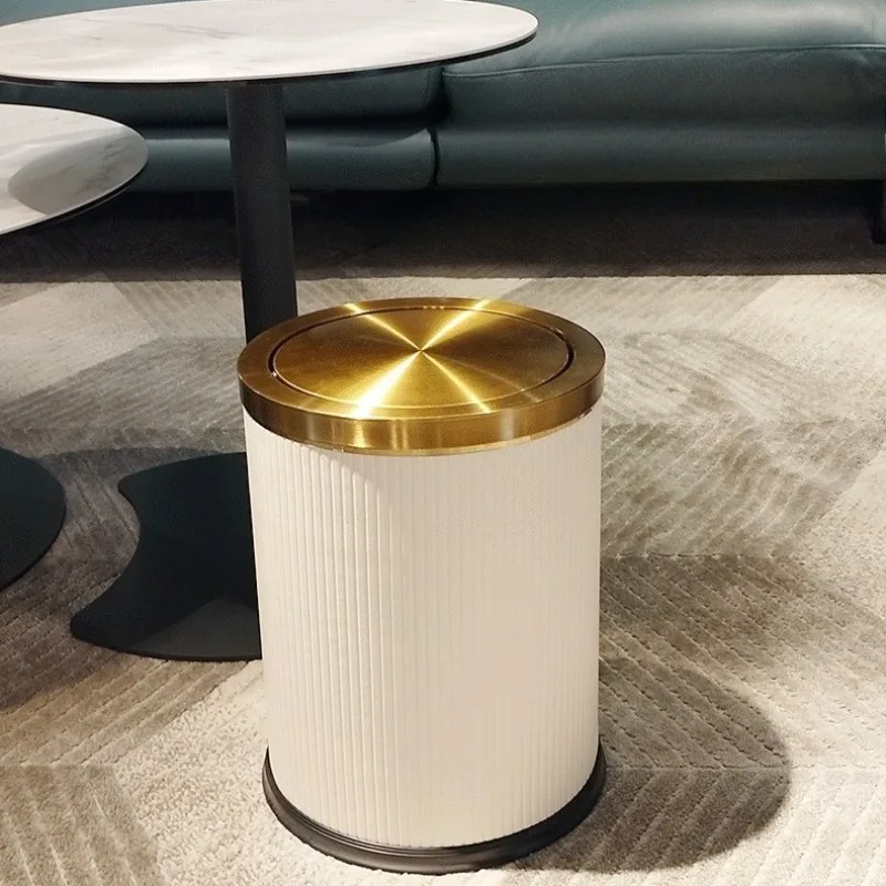 

Simple Rocker Cover Type Waste Bins Modern Large Capacity Bedroom Waste Bins Luxury Multifunctional Household Cleaning Tools