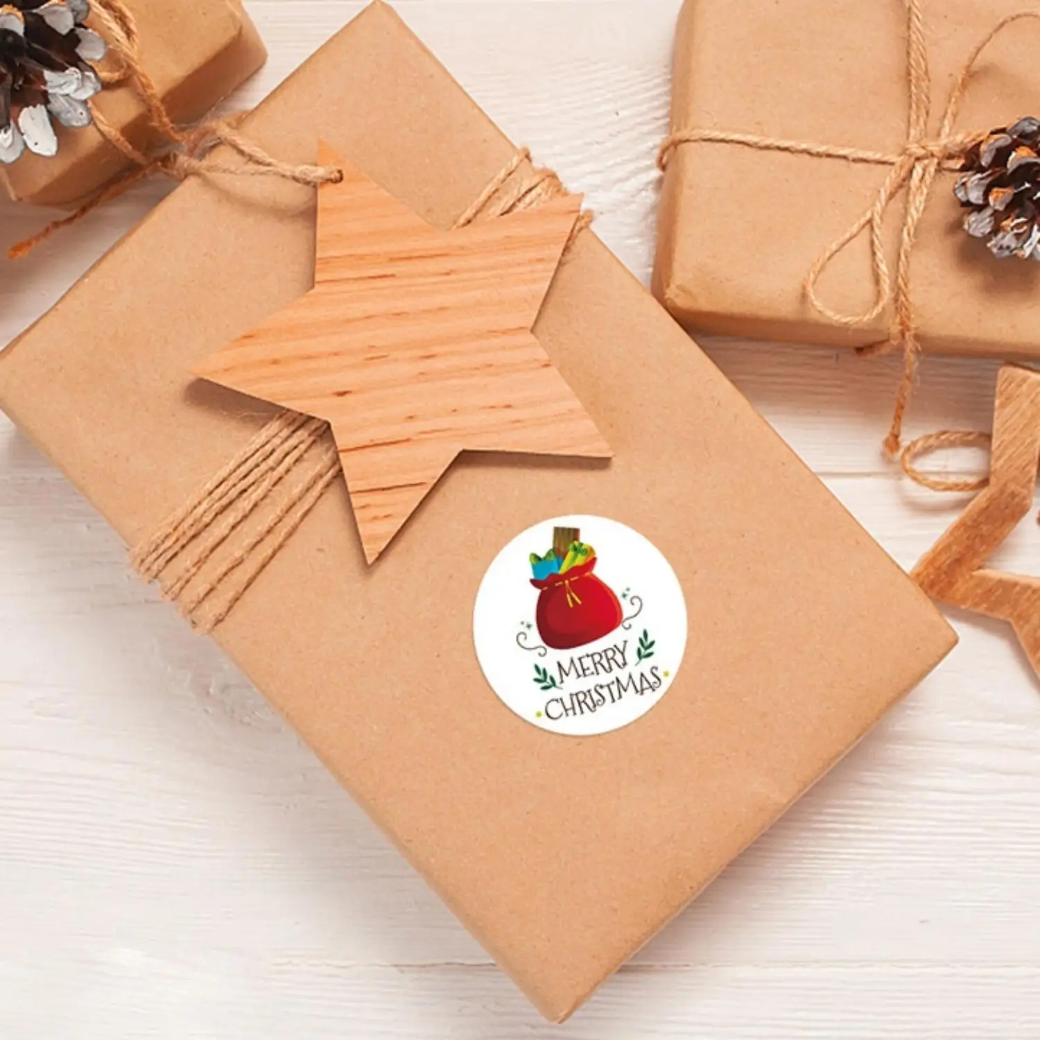 2026 Merry Christmas Round Stickers Xmas Tree Wreath Gift Bag North Pole Sealing Labels Self Adhesive Gift Wrap Stickers Holiday Envelope Decor Tags for Xmas Party Packaging Supplies view 7