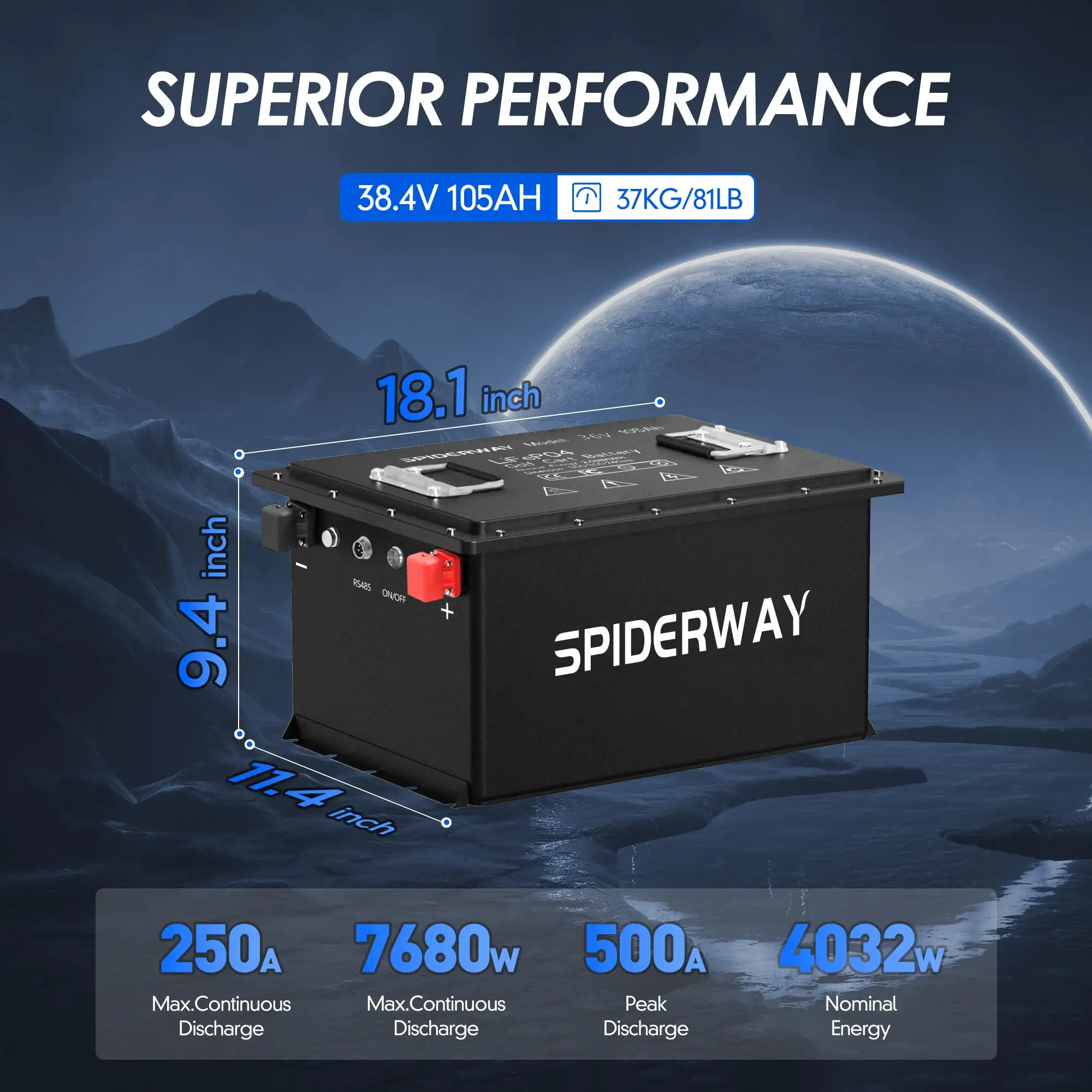 

36V 105Ah Lithium Golf Cart Battery, 6000+ Cycles Rechargeable LiFePO4 Battery, with Unverisal Plug Charger for Golf Cart