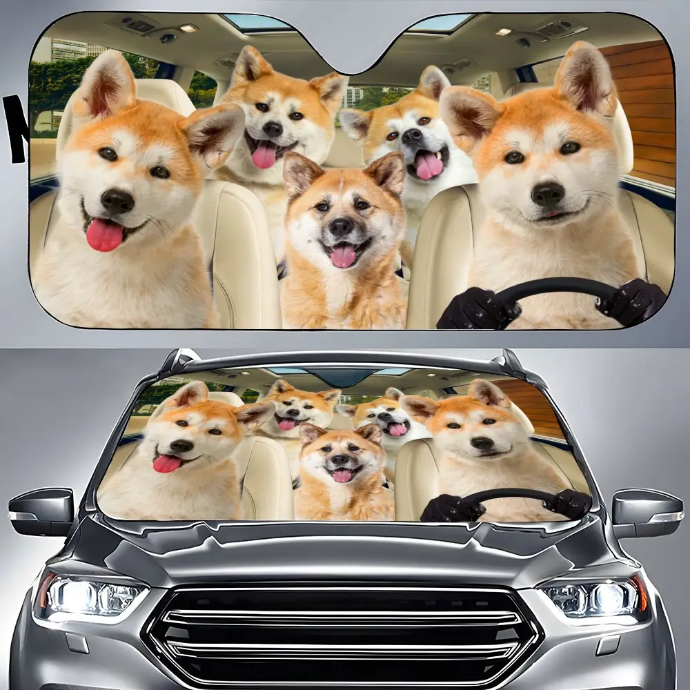 

Akita Driving Car Interior Front Windshield Sun Shade, Auto Accessories Dogs and Cats Sunshade for SUV- Blocks Uv Rays Protector