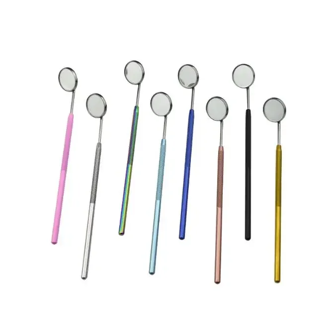 30pcs Stainless Steel Checking Mirror Reflector Odontoscope Multifunction Mirror For Dental Eyelash Eyebrow Auxiliary Mirror