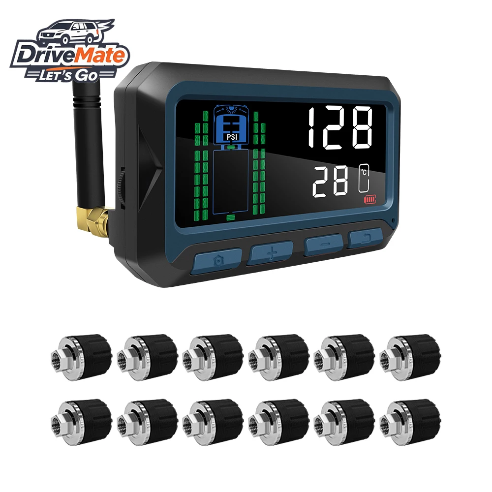 

Новое поступление, сверхмощный 12-колесный датчик TPMS для грузовиков и автофургонов, 433,92 МГц, система контроля давления в шинах для прицепов