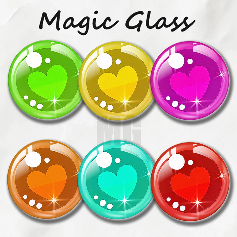 8mm 10mm 12mm 20mm 25mm 30mm 6mm 35mm 50mm 16mm Photo Glass Cabochon Settings Round DIY Jewelry Accessories Colourful Heart