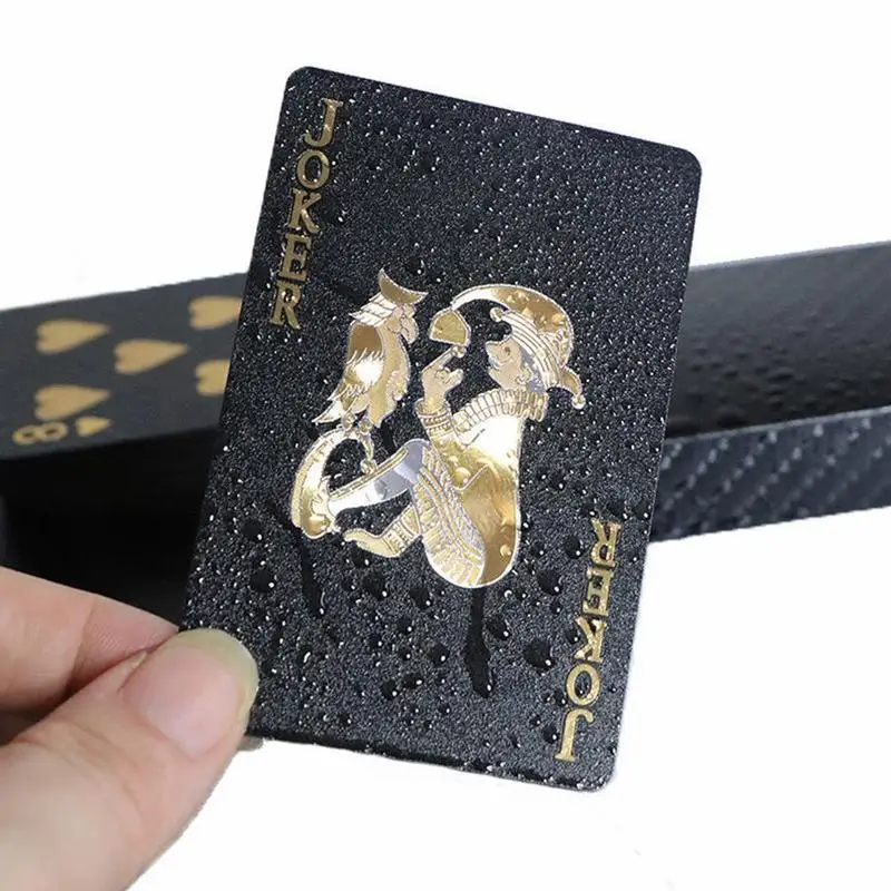 Nuove 54 carte da gioco in oro gioco di Poker in plastica Deck Foil Pokers Pack Magic Waterproof Card Gift Collection gioco da tavolo d'azzardo