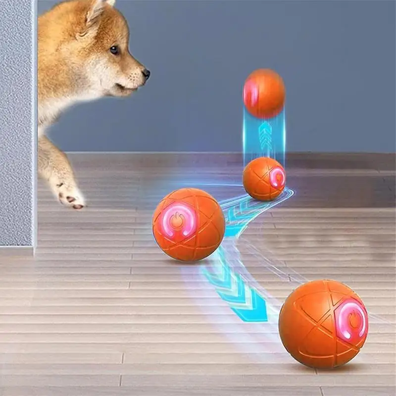 Intelligent dog toy ball Automatic Moving Dog interactive pet toy Rolling ball with LED Light rechargeable Vibrating Dog Ball