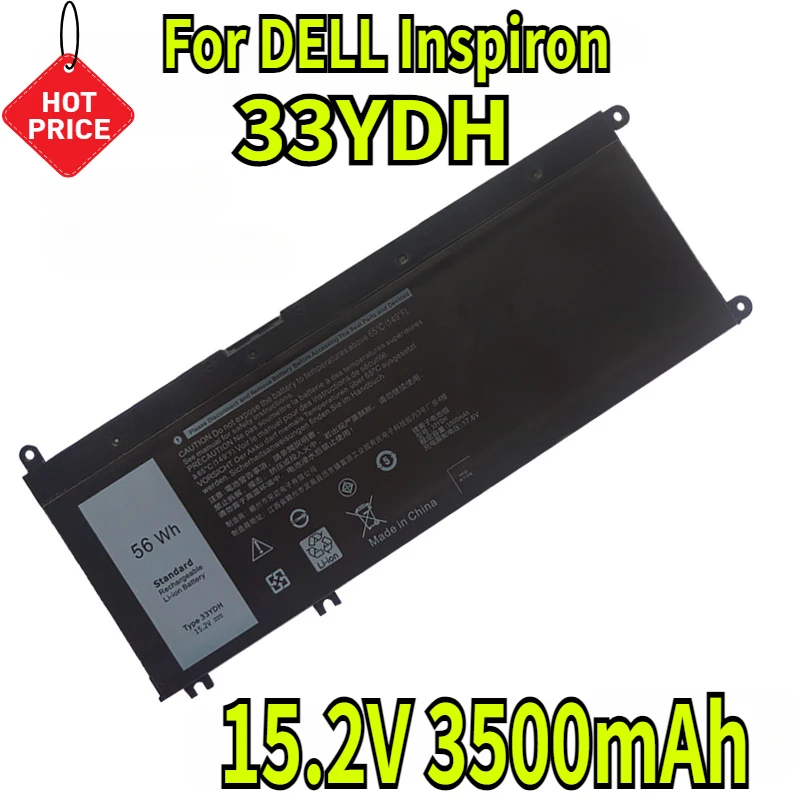 

15.2V 3500mAh 33YDH Laptop Battery for DELL Inspiron 17 7778 7779 7773 15 7577 G3 15 3579 5587 17 3779 7588 P30E Series