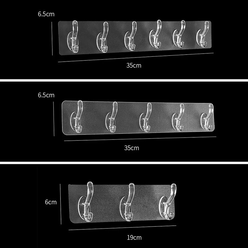 3/5/6 рядов крючков на стену, крючки на клейкой основе, прозрачный липкий крючок, водонепроницаемый настенный Невидимый стеллаж для хранения, товары для дома