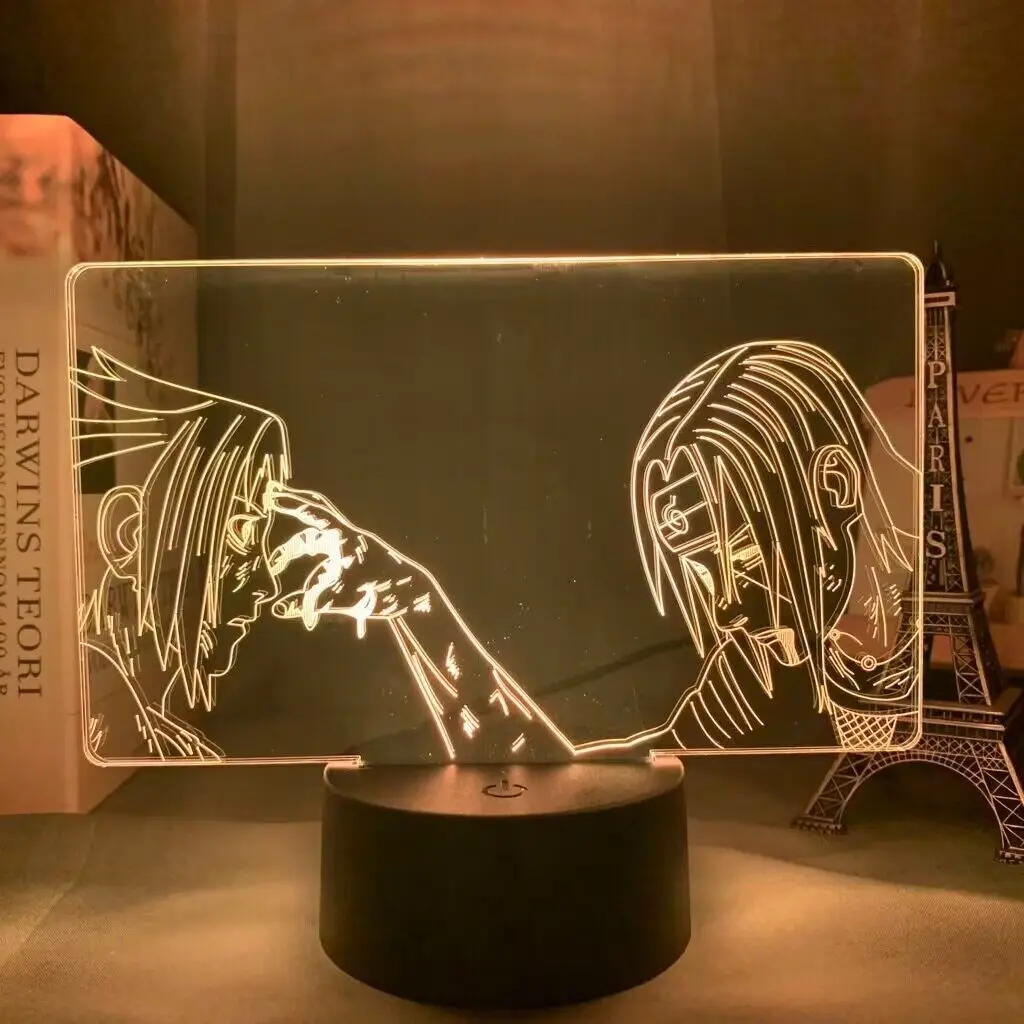 Uchiha Sasuke Obito Madara Cartoon 3D Night Lights Uzumaki Gaara LED Figure Night Lamp Uzumaki Naruto Anime Nightlights