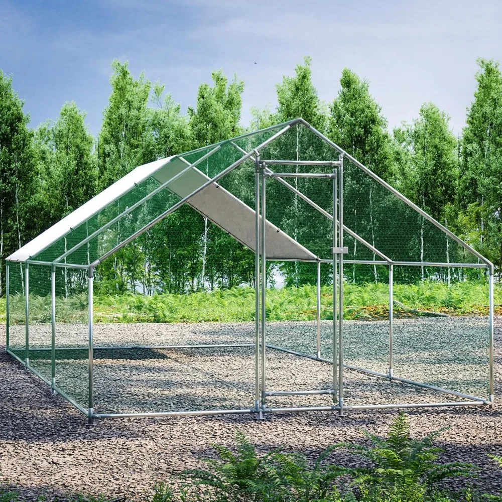 

Large Metal Chicken Coop Chicken Pen Walk-in Poultry Cage with Water-Resident and Anti-UV Cover Chicken Runs for Yard with Cover
