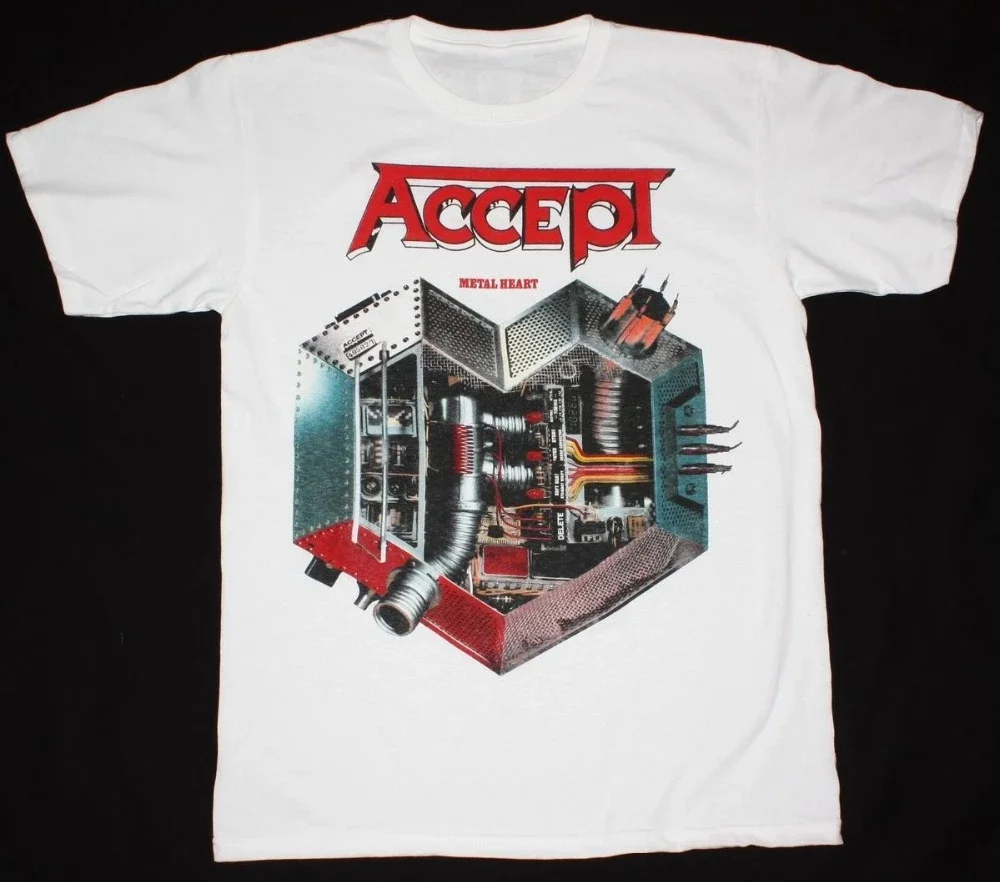 Accept Band Metal Heart Shirt Short Sleeve White Unisex Size S-234XL HB225