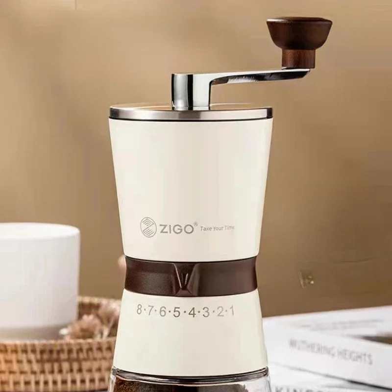 Stainless Steel Manual Coffee Bean Grinder: Thick Glass Coffee Maker, Double Axis Positioning, 80g Capacity Coffee Mill