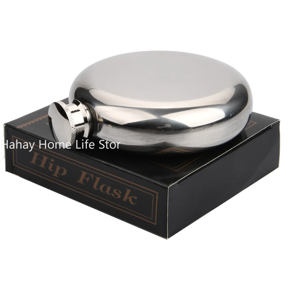 Stainless Steel Hip Flask Mini Round Alcohol Liquor Bottle High Quality Whiskey Flagon Mirror Polished Portable Pocket Flask 5OZ