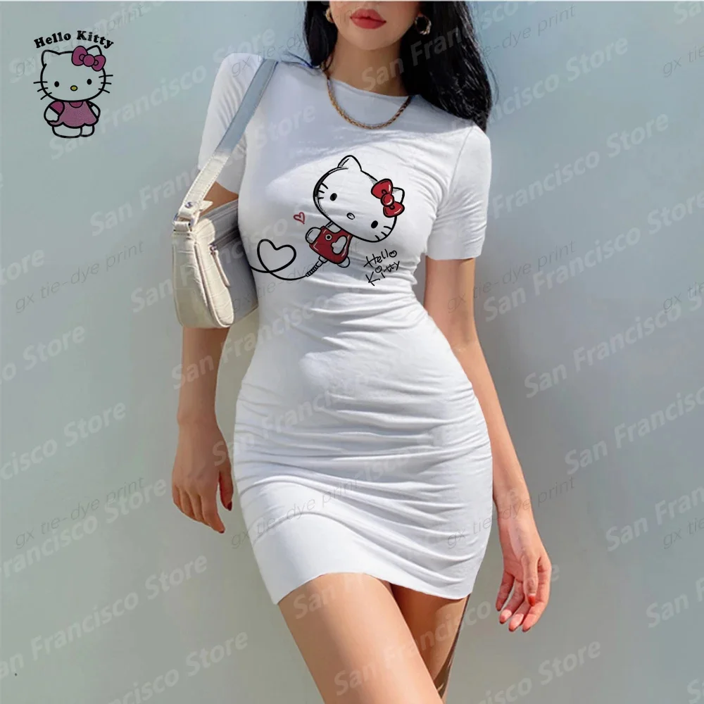 

Лидер продаж 2024, платье для девочек с 3d рисунком Hello Kitty, летнее модное платье для родителей и детей, яркое пляжное платье, уличное платье с круглым вырезом