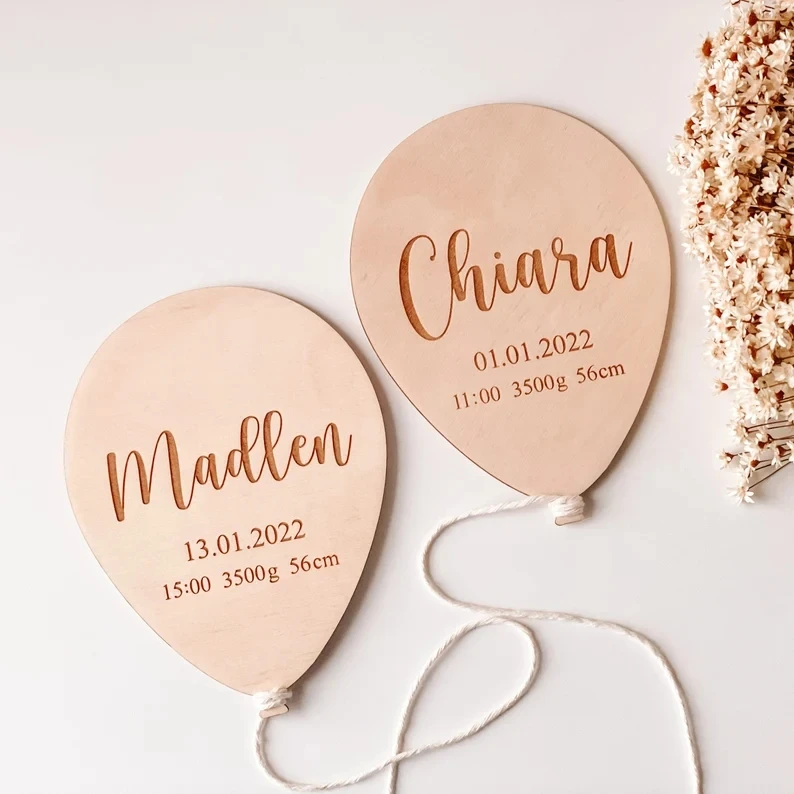 personalized name balloon Engraved wooden sign balloon nursery decor