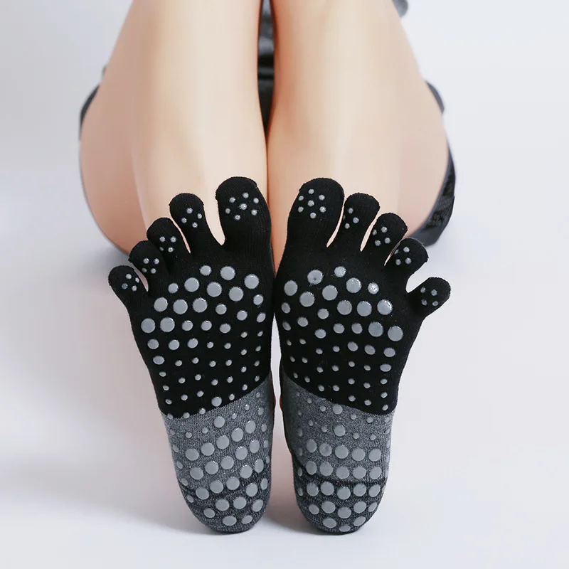 Women Breathable Yoga Socks Silicone Non Slip Five Finger Pilates Socks Cotton Backless Ladies Fitness Dance Ballet Sports Socks image 5