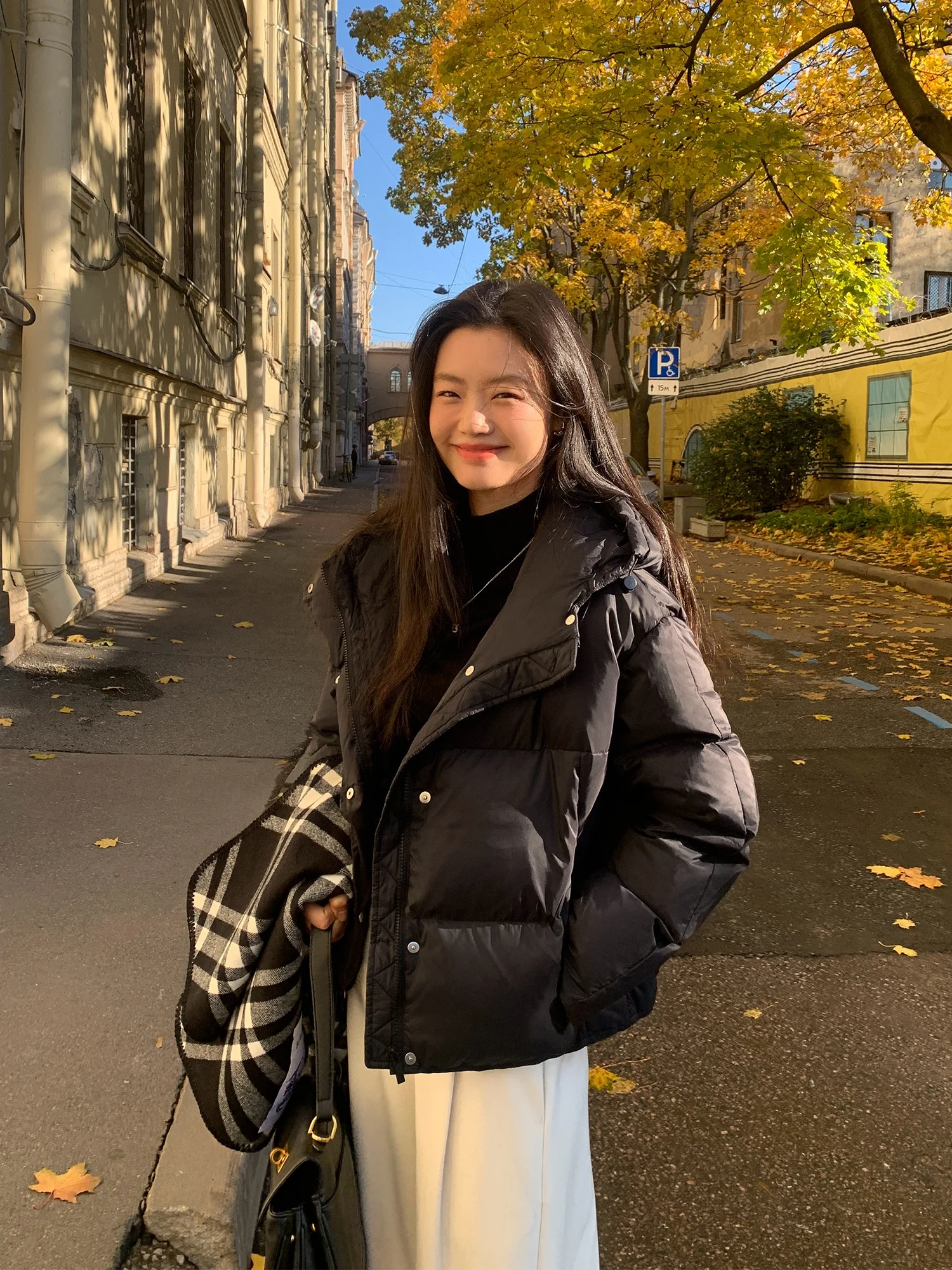 

Pusumede Bla Hooded ort Puffer Jaet Women's White Du down Warm Coat Regular Sve Long Hooded Pure Color Winter Coat