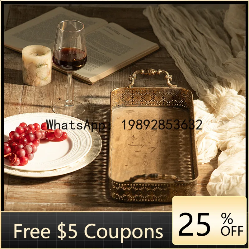 

Z4 Retro Vintage Iron Tray Homestay Living Room Coffee Table Decoration Fruit Basket Ornament