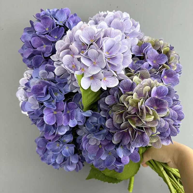 Simulated 3D Printing Hand Feel Hydrangea Fake Flower Home Birthday Party Wedding Decoration Color Moisturizing Ball Blue Purple