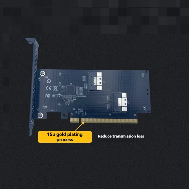 2Port PCIE 4.0 16X To Slimsas SFF-8654 Adapter Card SFF-8654-8I SFF8654 Riser Card Graphics Card External Expansion Card