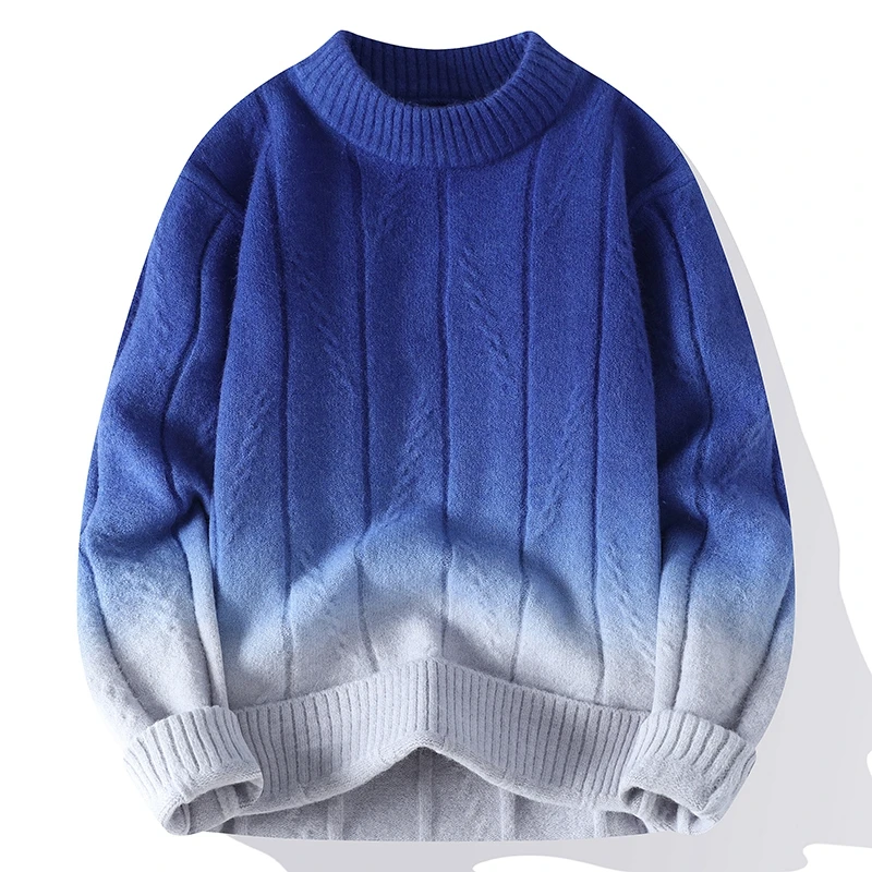 Men\'s Color-Matching Knitted Sweaters/Male Loose Round Neck Long Sleeve Sweater Men\'s High Quality Pullover 4XL-M