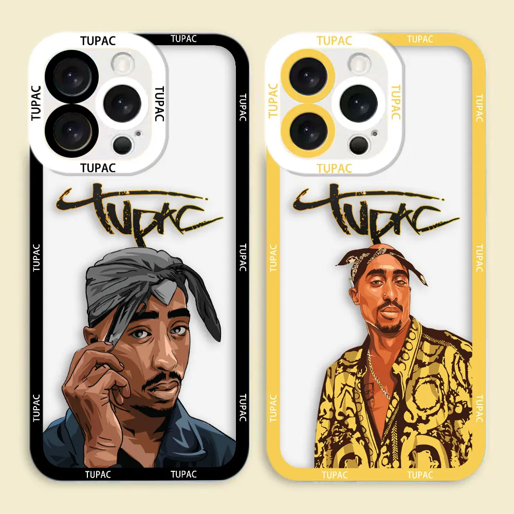 

Rapper 2Pac Tupac Cover Clear Phone Case For iPhone Apple 17 AIR 16E 16 15 14 12 13 11 Pro Max Plus XR TPU DIY Shell Case Funda