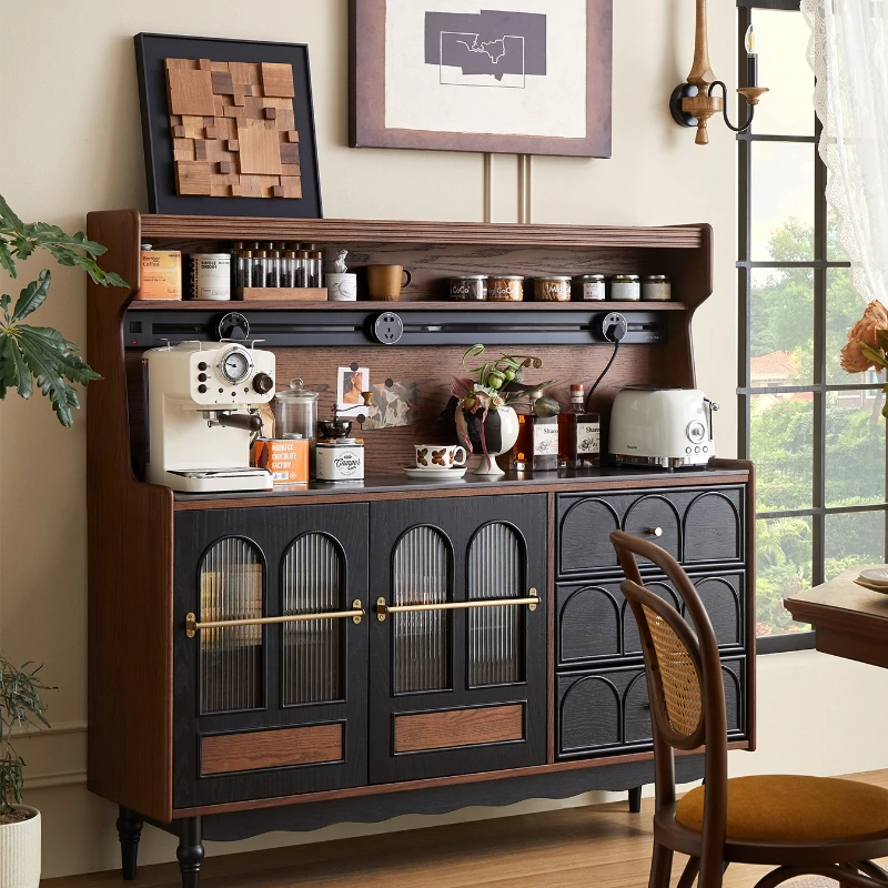 

Medieval style dining side cabinet solid wood wall integrated locker living room storage locker dining room