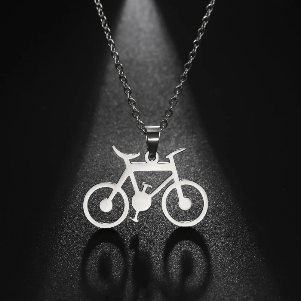 Jeshayuan Personality Bicycle Pendant Charm Necklace Necklace For Women Stainless Steel Gold Color Choker Chain Necklace