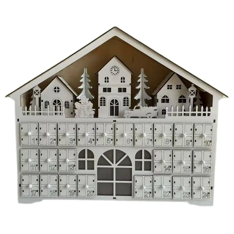 

Christmas Countdown Box Wood Countdown Calendar Advent Calendars with Christmas Elements 24 Numbered Drawers for Christmas