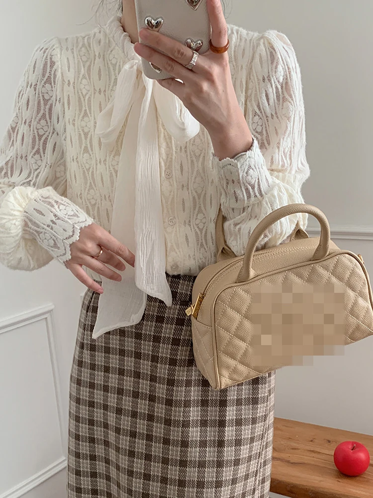 เสื้อคลุมลูกไม้ผูกเอวทรงยาวสำหรับผู้หญิง ดีไซน์ใหม่ ฤดูใบไม้ร่วง ฤดูหนาว ทรงหลวม สไตล์เกาหลี เหมาะสำหรับใส่ไปทำงาน...