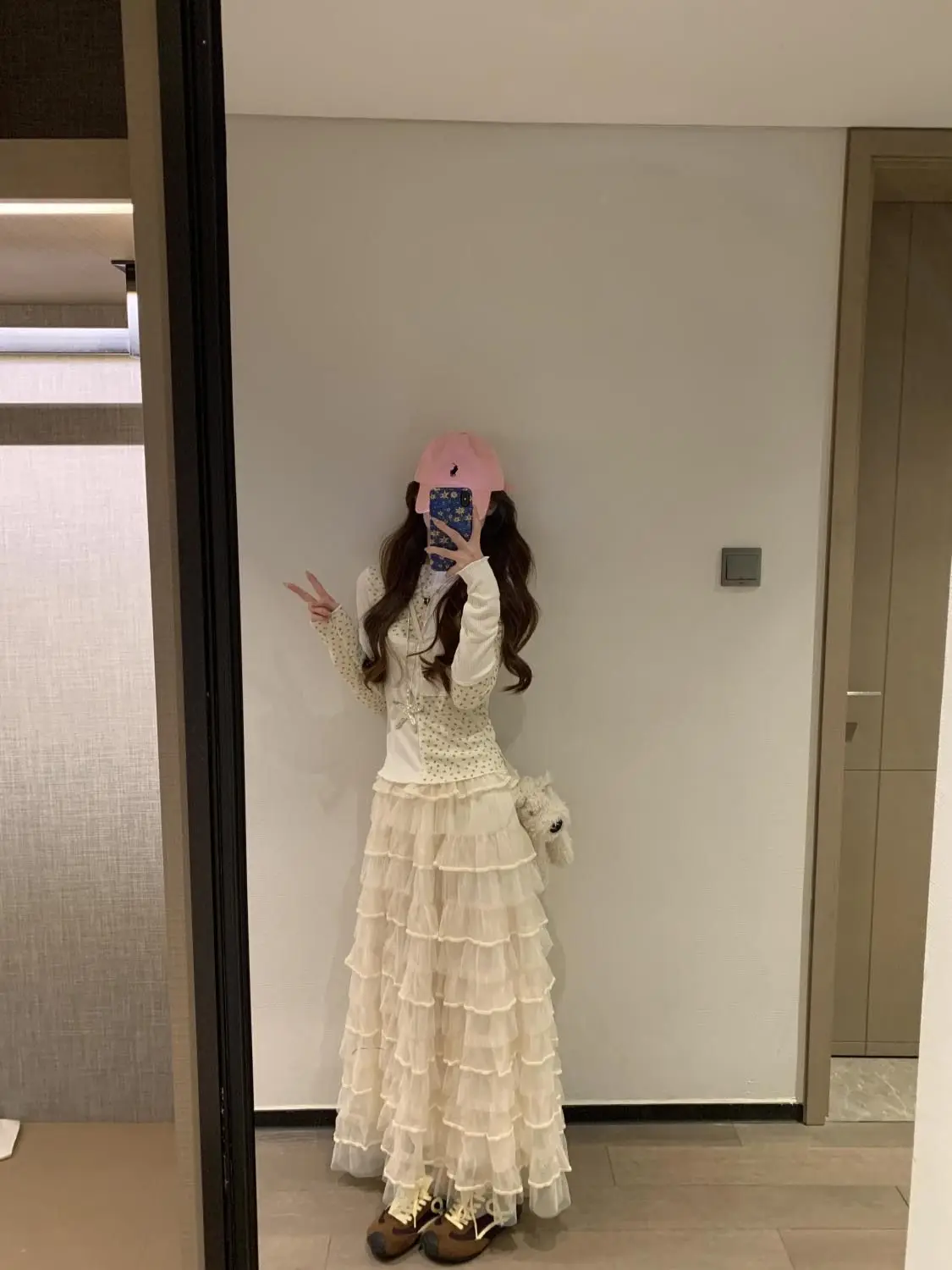 Sweet Style High Waist A-Line Cake Skirt Women's Spring Autumn New Model Polyester Mesh Layered Fluffy Skirt with Inner 