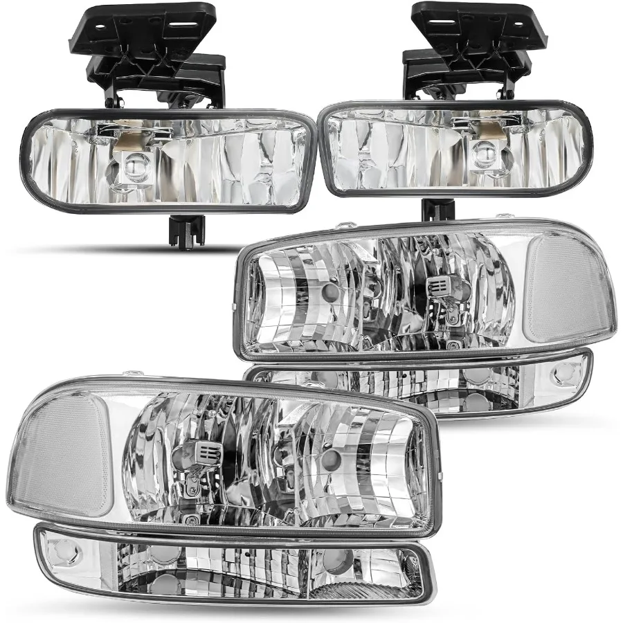 

Сменный комплект фар и противотуманных фар в сборе из 6 шт. для GMC Sierra и 2000-2006 Yukon, хромированная и прозрачная отделка Durab