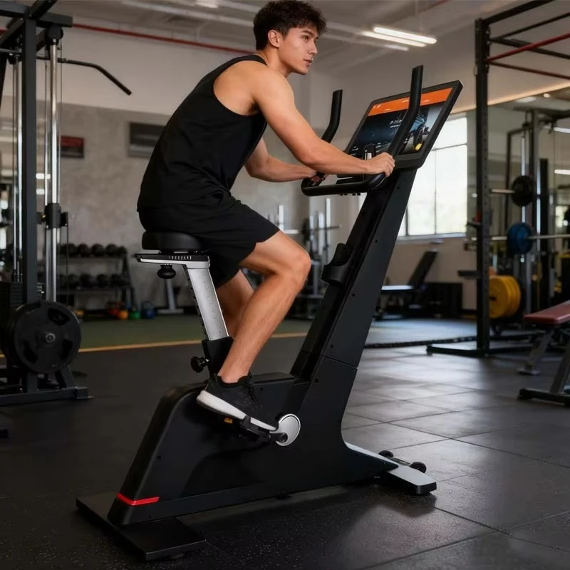 K9005P Commercial Gym Equipment Belt Drive Upright Exercise Bike Indoor Fitness Comfortable Seat Magnetic Resistance LCD Display