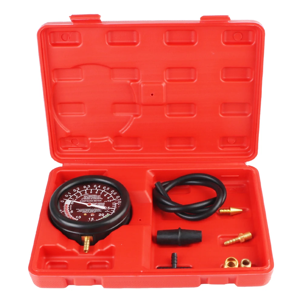 Automotive Cylinder Tester Kit Vacuum Gasoline Engine Compression Meter With Adapter Pressure Gauge