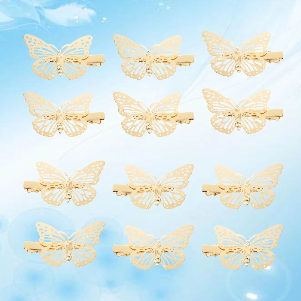 

12pcs Butterfly Hair Clips Elegant Bobby Pins Adorable Headwear Girls Accessories Bang Barrette Fashion Hairstyle Decoration