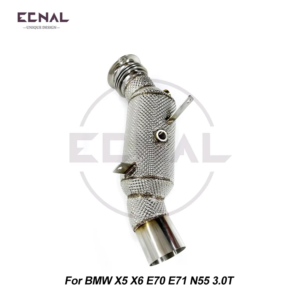 

Ecnal Exhaust Downpipe System with Heat Shield High Flow Car Sport Exhaust Pipe for BMW X5 X6 E70 E71 N55 3.0T 2009-2013