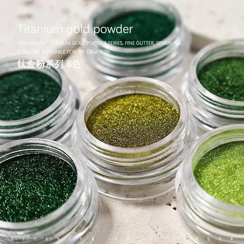 Poudre de miroir magique laser vert 6 couleurs, poussière d'ongles, poudre aurora, style gothique rétro