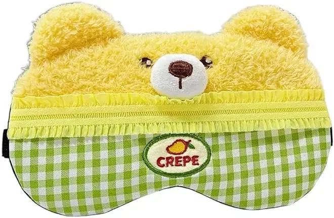 

Cute Plush Sleep Eye Mask, Lightweight Adjustable Eyeshade for Travel, Nap, Women, Men, Kids – Cake Bear Design