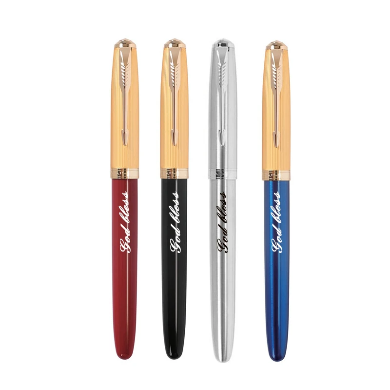 

Classic Rotating Pen Cap Pen Personalized Customization Logo Carving Name Writing Practice Metal Business Office Ink Pen Gifts