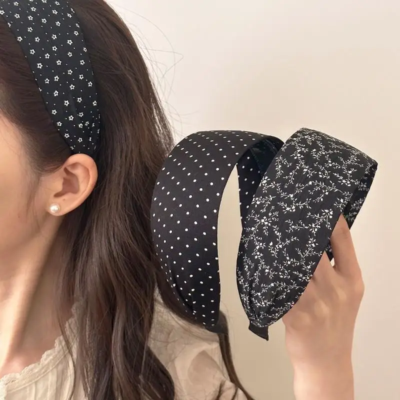 Modische, gepolsterte, dicke Stirnbänder mit mehrfarbigem Polka-Dot-Design für Frauen – Detail 4