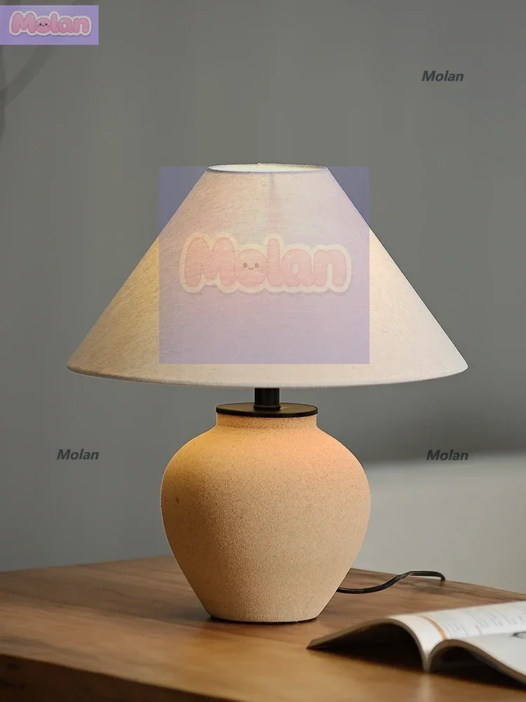 

Wabi Sandy Wind Designer Bed and Breakfast Bedside Bedroom Decorative Table Lamp Ornament Japanese Zen New Chinese Retro Pottery
